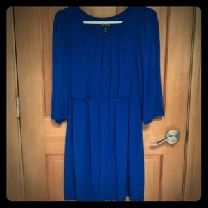 Bright blue Dress with slits down 3/4 sleeve